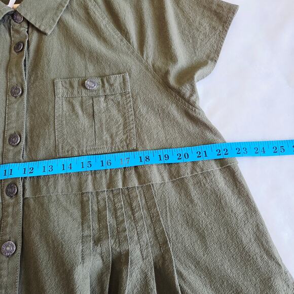 Free People Ronnie Cotton Poplin Mini Shirtdress, Oversize Fit, Green - Picture 12 of 12